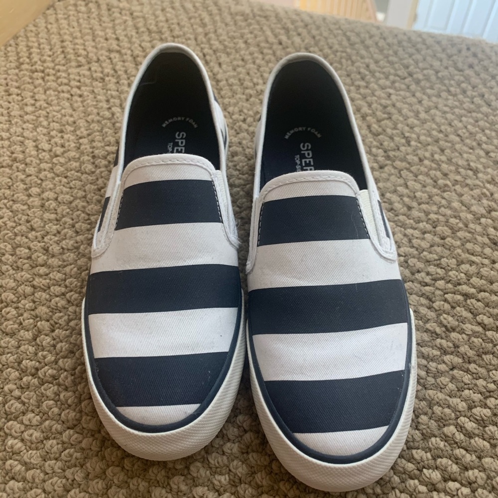 Sperry stripe slip on sneakers